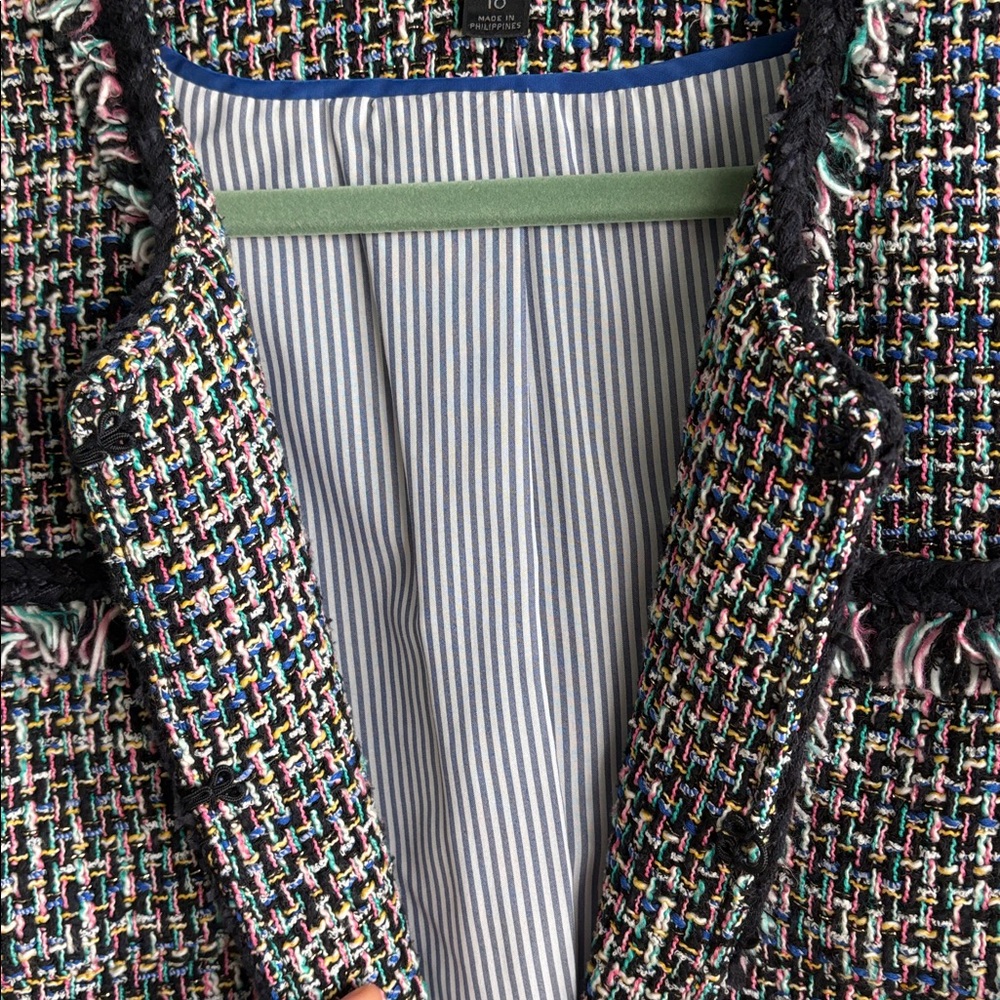 J. Crew Multicolor Tweed Fringe-Trim Blazer - Picture 4 of 7